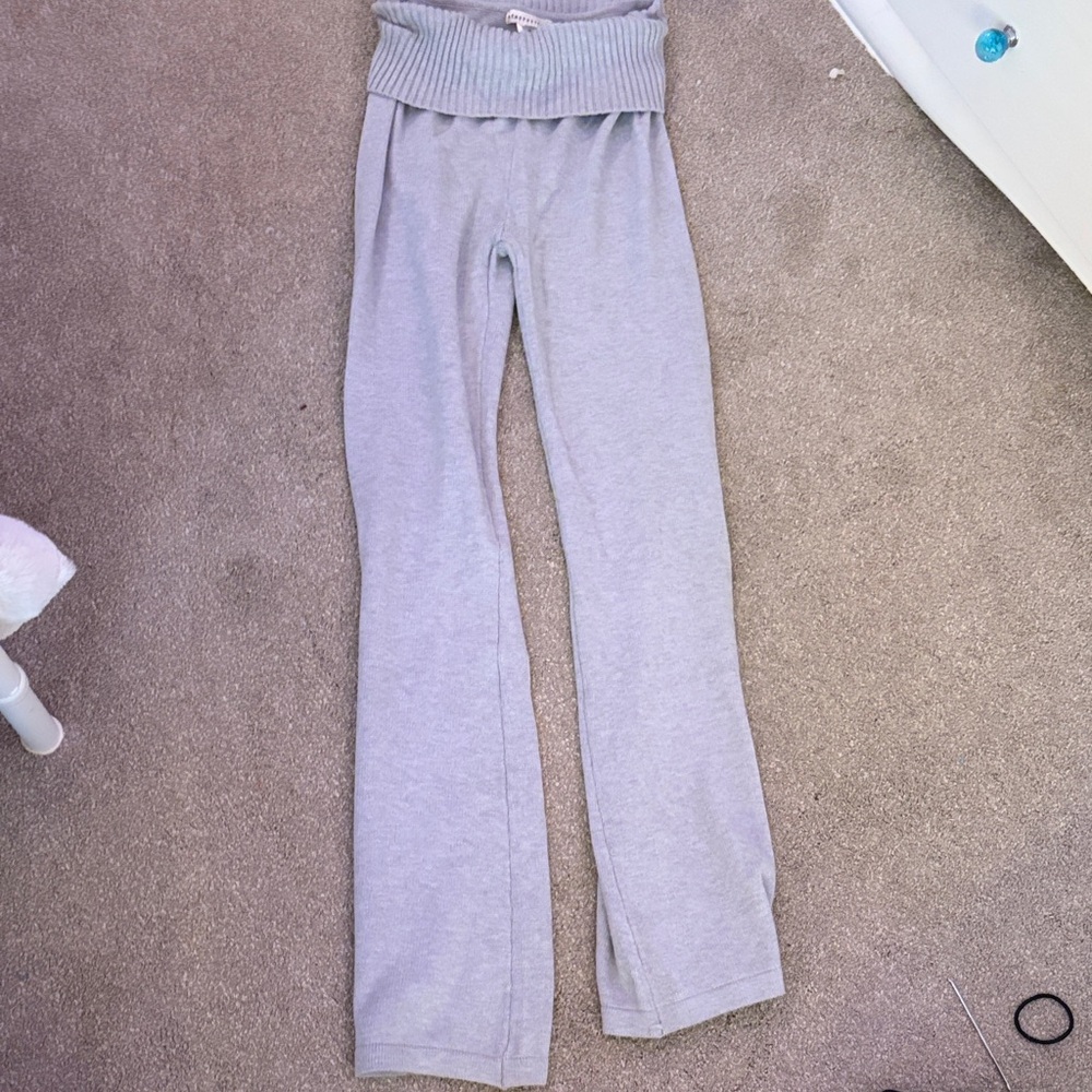 Aeropostale Kids Light Gray Ribbed Waist Joggers